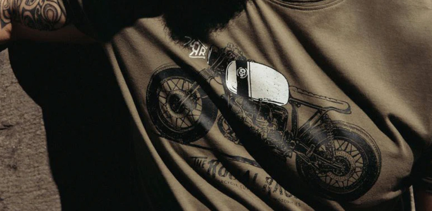 T-Shirt De Motard Moto Vélo Personnalisé Café Racer Iron Wheels Homme